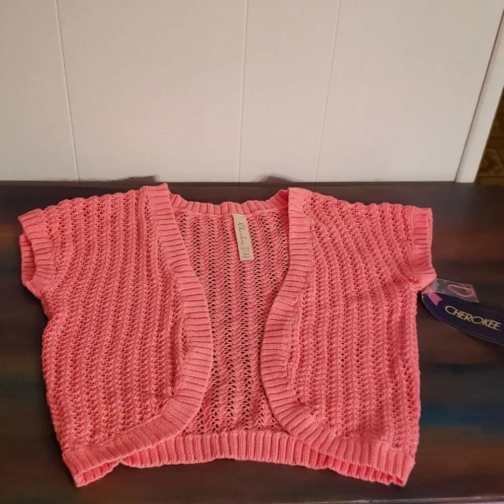 NWT Bright Coral Cherokee Loose Knit Shrug Sweater